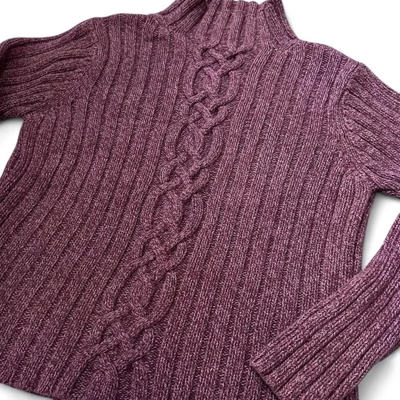 L.L. Bean mock turtleneck fisherman / cable knit sweater - Picture 2 of 5